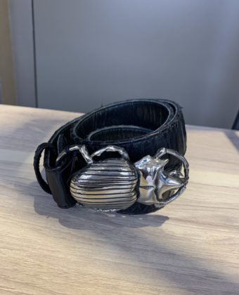 Ceinture Claris Virot python noir beetle argent T2