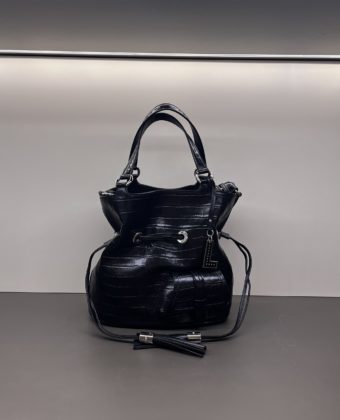 Sac Lancel Premier Flirt seau M Croco noir