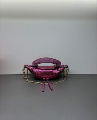 Sac Lancel mini Origami python Fuchsia