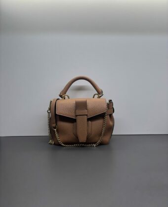 Sac Lancel mini Charlie vachette porté main Camel