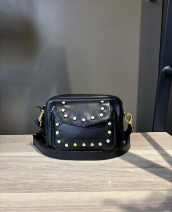 Sac baby Charly Claris Virot cuir Noir et Clous nacrés